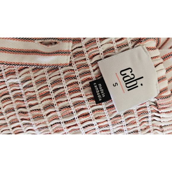 CABI Carnival Top Puff Sleeve Red White Stripe Smock Back Shirt 5890 Small 2 4 - Picture 4 of 5